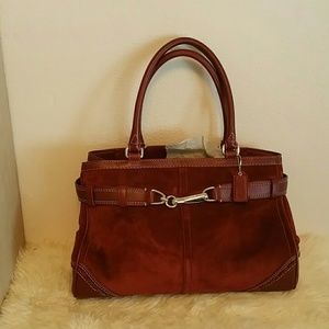Burgundy Suede Coach Purse (T3)